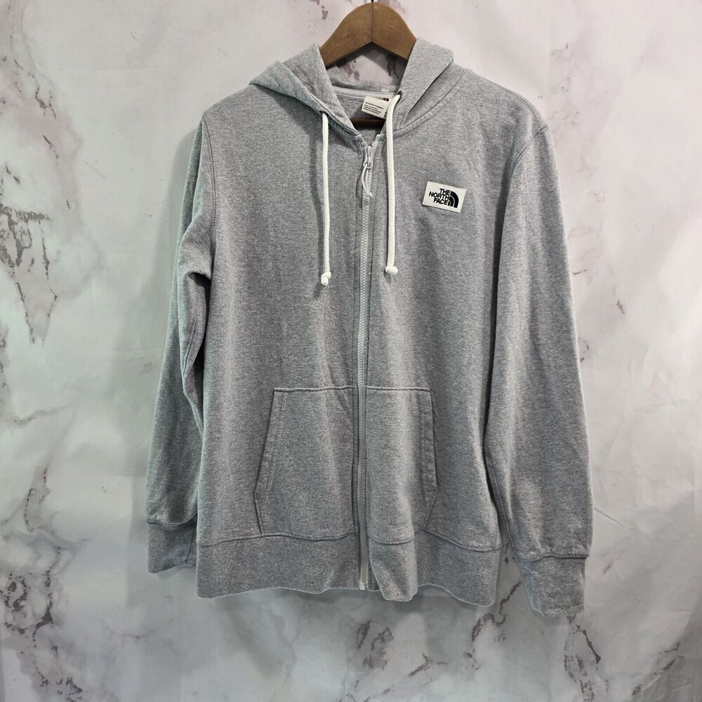The North Face Hoodie Womens Medium Light Grey Full Zip Jacket Sweatshirt